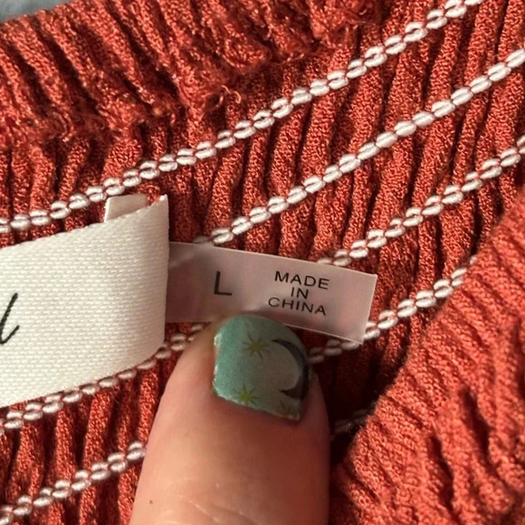 Mustard Seed | rust | smocked | cropped leg | romper | jumpsuit | L - Picture 14 of 17